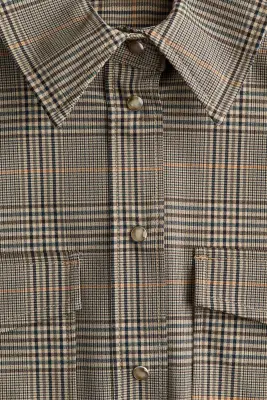 Chemise cargo - Beige clair/carreaux — photo 5