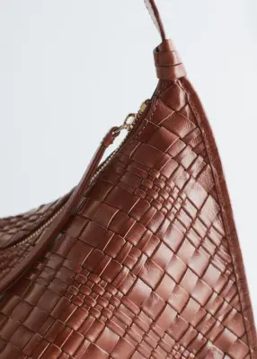 Tote bag en cuir entrelacé - Rouille — photo 3