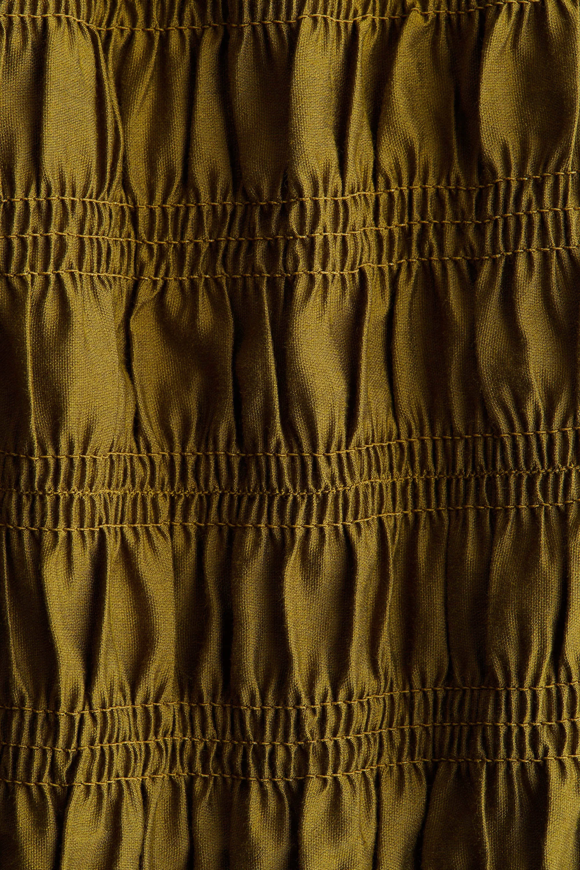 Blouse smockée - Vert olive