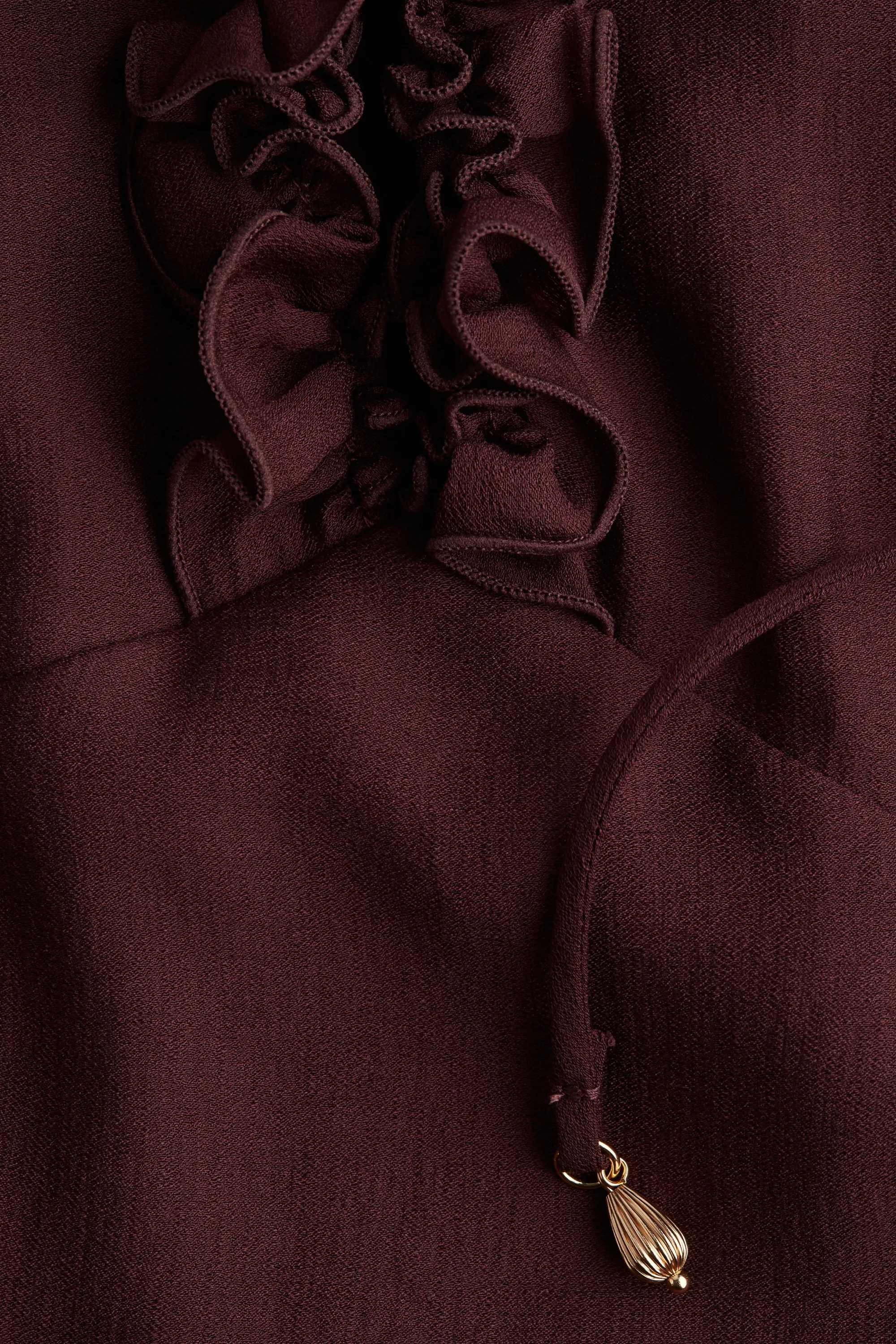 Robe longue à effet ruché - Bordeaux