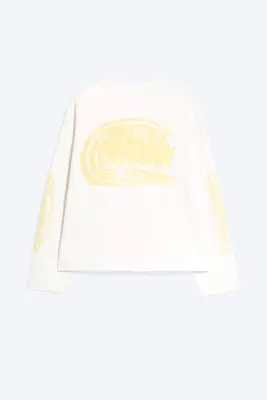 T-shirt carré graphique à manches longues Great - Blanc cassé – lot de logos — photo 2