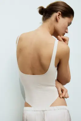 Body en microfibre avec bonnets paddés - Beige clair — photo 3