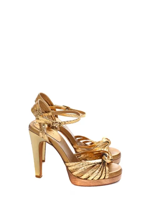 Sandales salomé à talon en python doré Prix boutique 650€ Taille 36