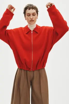 Gilet oversize zippé - Rouge — photo 4