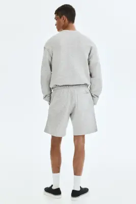 Short Regular Fit en molleton - Gris clair chiné — photo 3