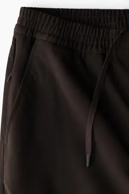 Pantalon large à taille élastique Four-way Stretch - Marron foncé — photo 5
