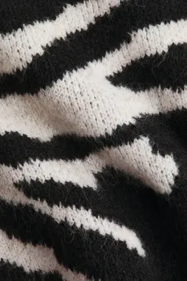 Jupe en maille jacquard - Noir/motif zébré — photo 3