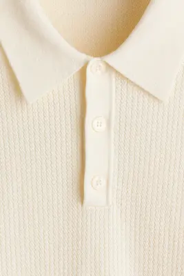 Polo Regular Fit en maille - Crème — photo 5