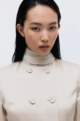 Robe blazer à fermeture croisée - Beige clair — photo 1