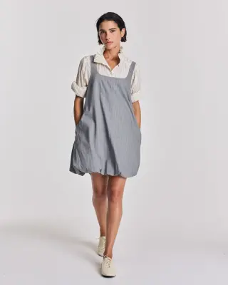 Robe Coralie rayures gris et beige — photo 2