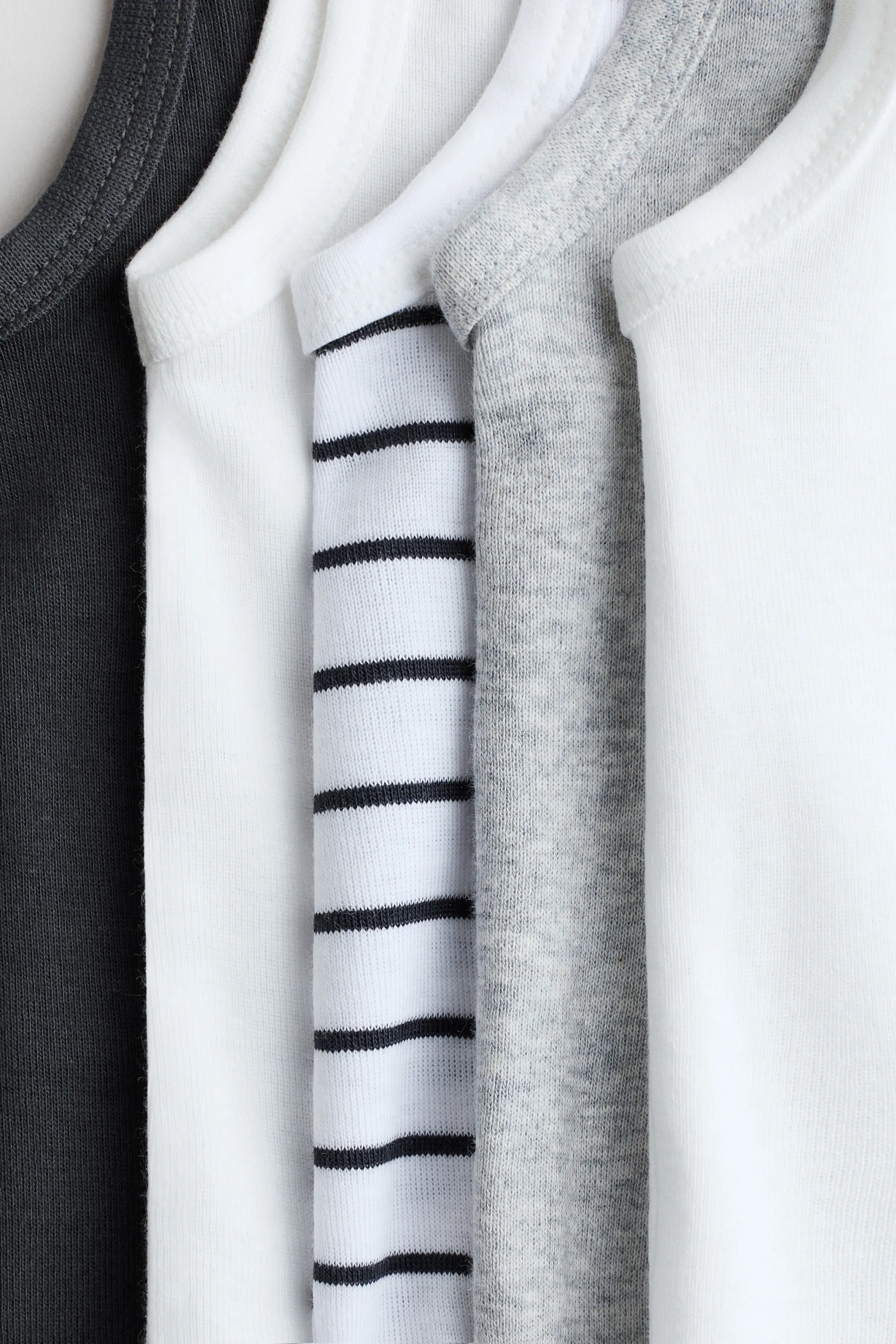 Lot de 5 bodies en coton - Gris foncé/rayé