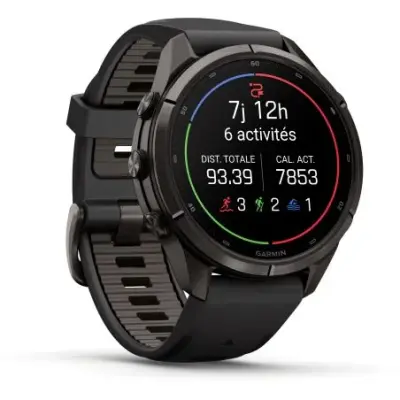 Garmin Fenix 9 Pro InReach amoled 43mm Sapphire Titane Carbon Gray DLC bracelet noir/gris galet 010-04335-11 — photo 3