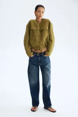 Veste sans col - Vert olive — photo 2