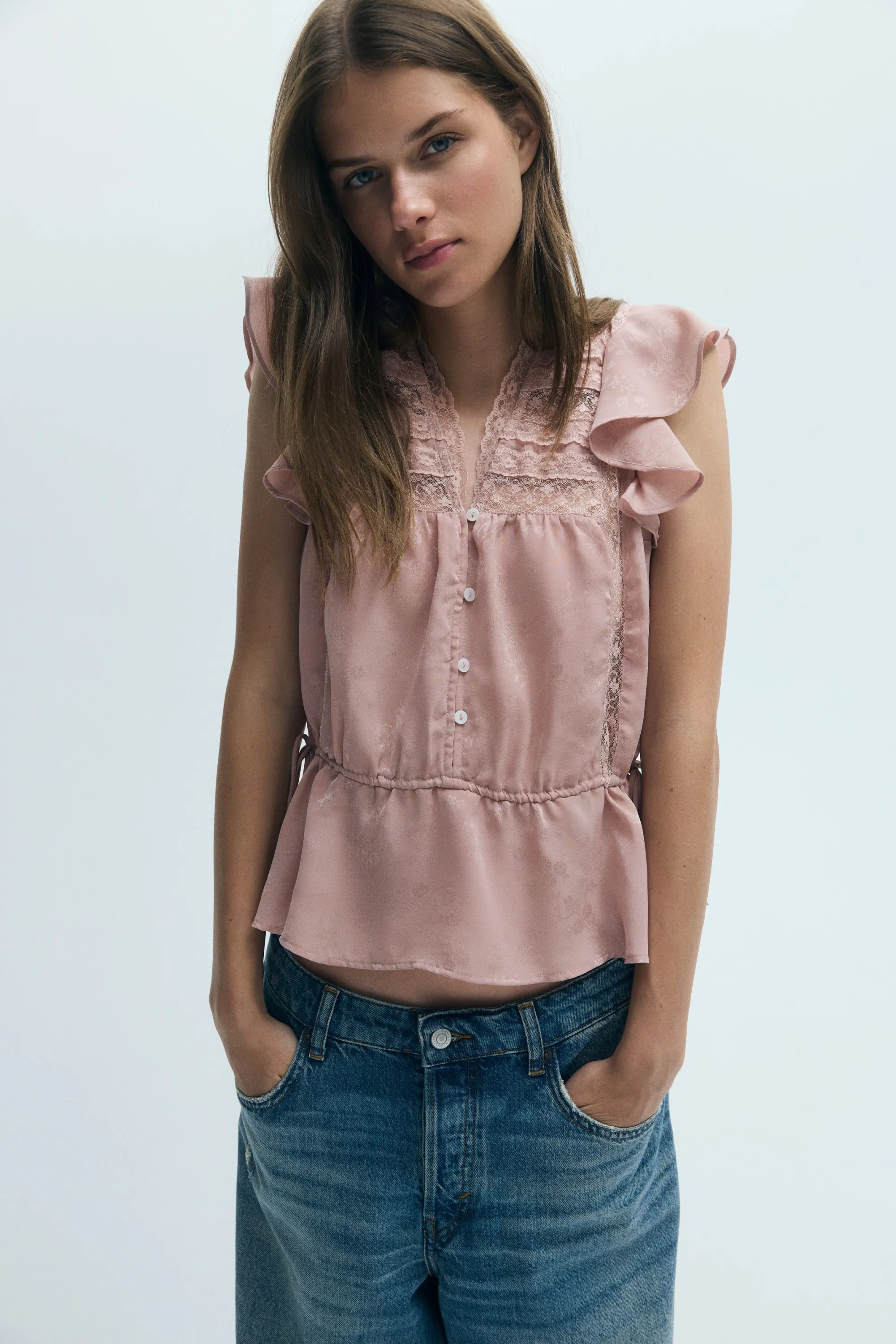 Blouse avec dentelle - Rose ancien