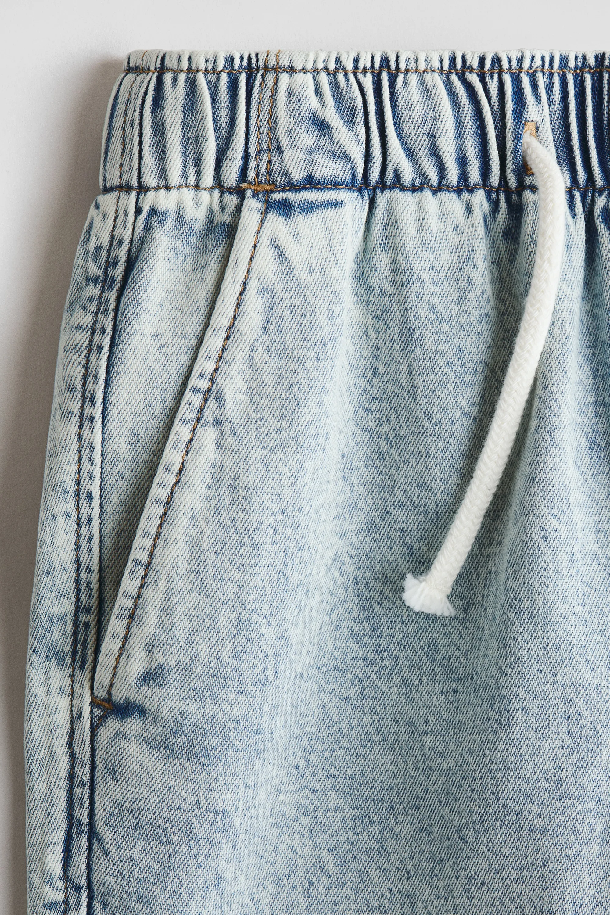 Pantalon jogger en denim de coton - Bleu denim clair délavé