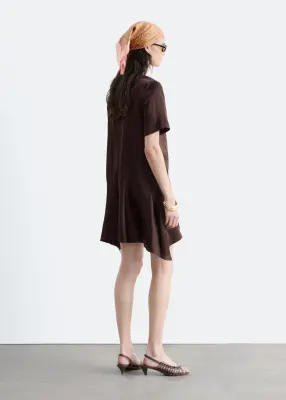 Robe courte à ourlet asymétrique - Marron Clair — photo 5