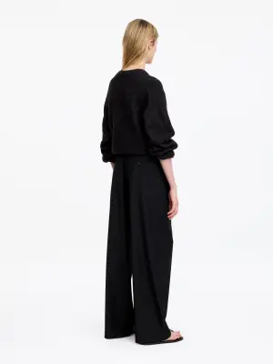 Pantalon tailleur large - Noir — photo 2