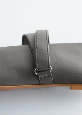 Ballerines en cuir à brides croisées - Cuir gris — photo 3