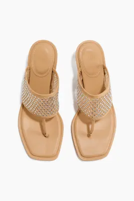 Sandales ornementées avec talon kitten heel - Beige — photo 4