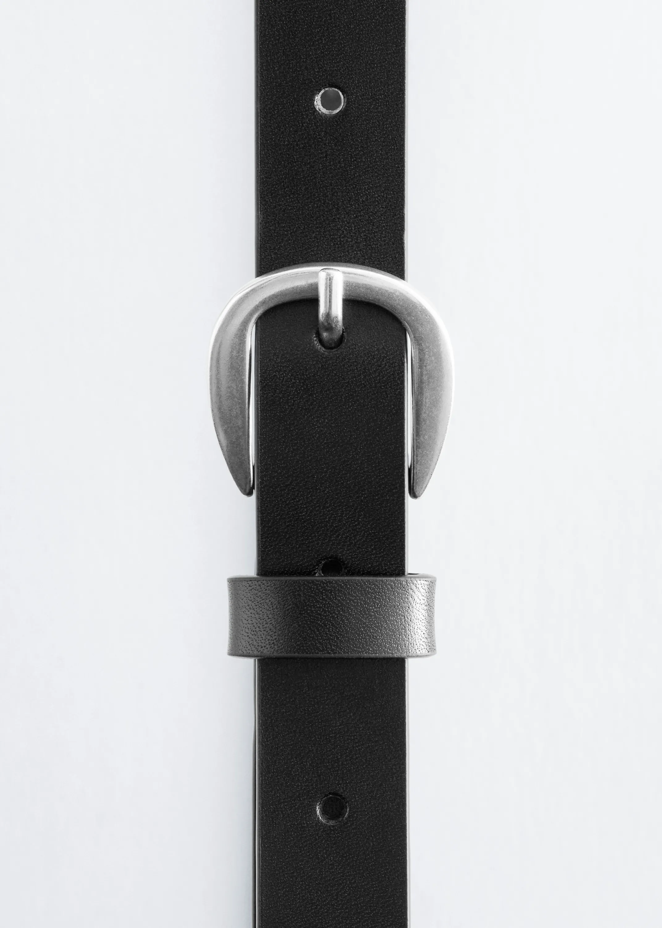 Ceinture fine en cuir - Noir