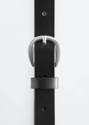 Ceinture fine en cuir - Noir — photo 1