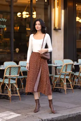 Mara Wrap Skirt - Terracotta floral — photo 3