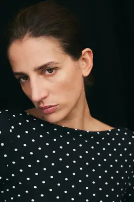 Top ajusté avec encolure bateau - Noir/pois — photo 1