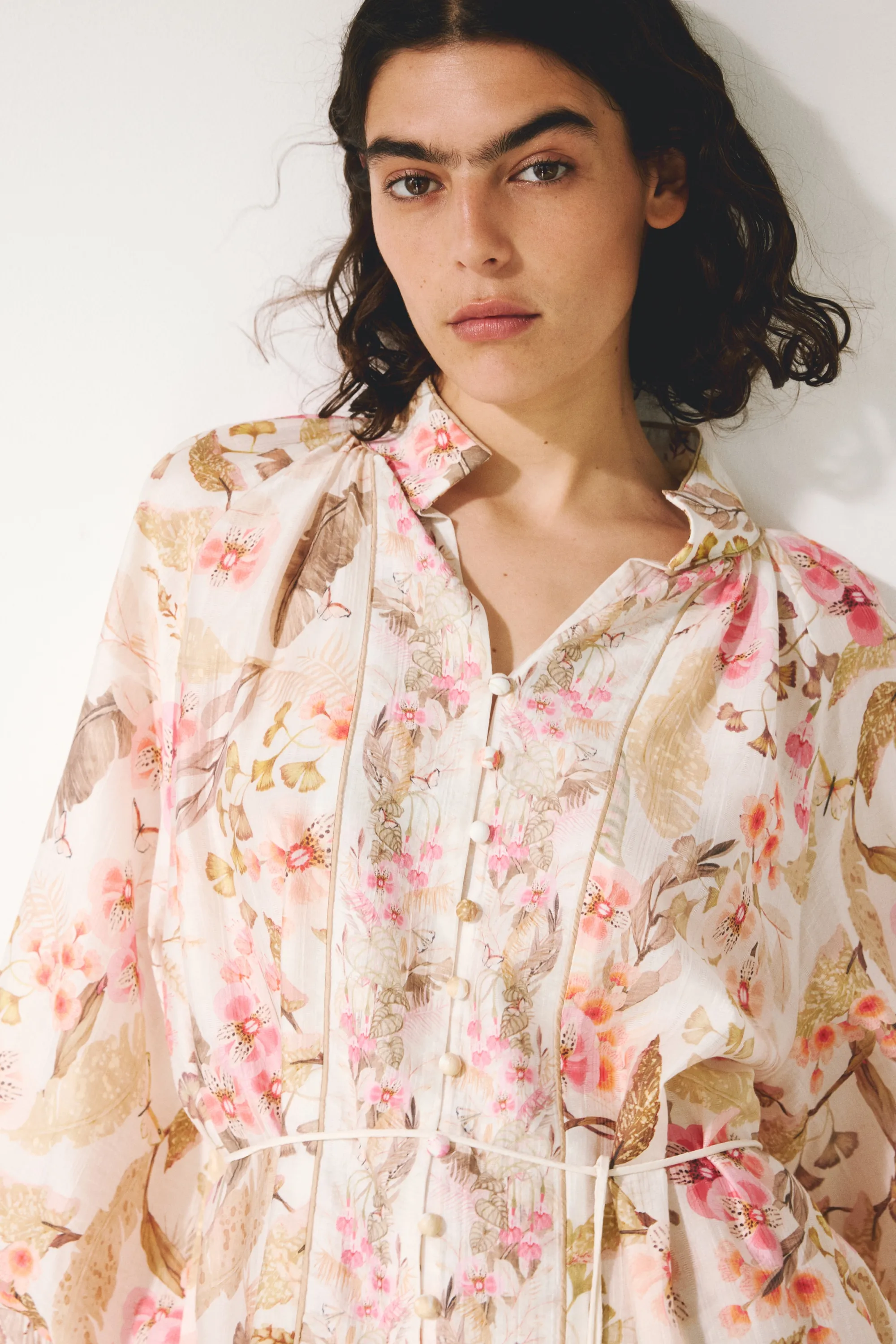 Robe tunique courte - Crème/fleuri