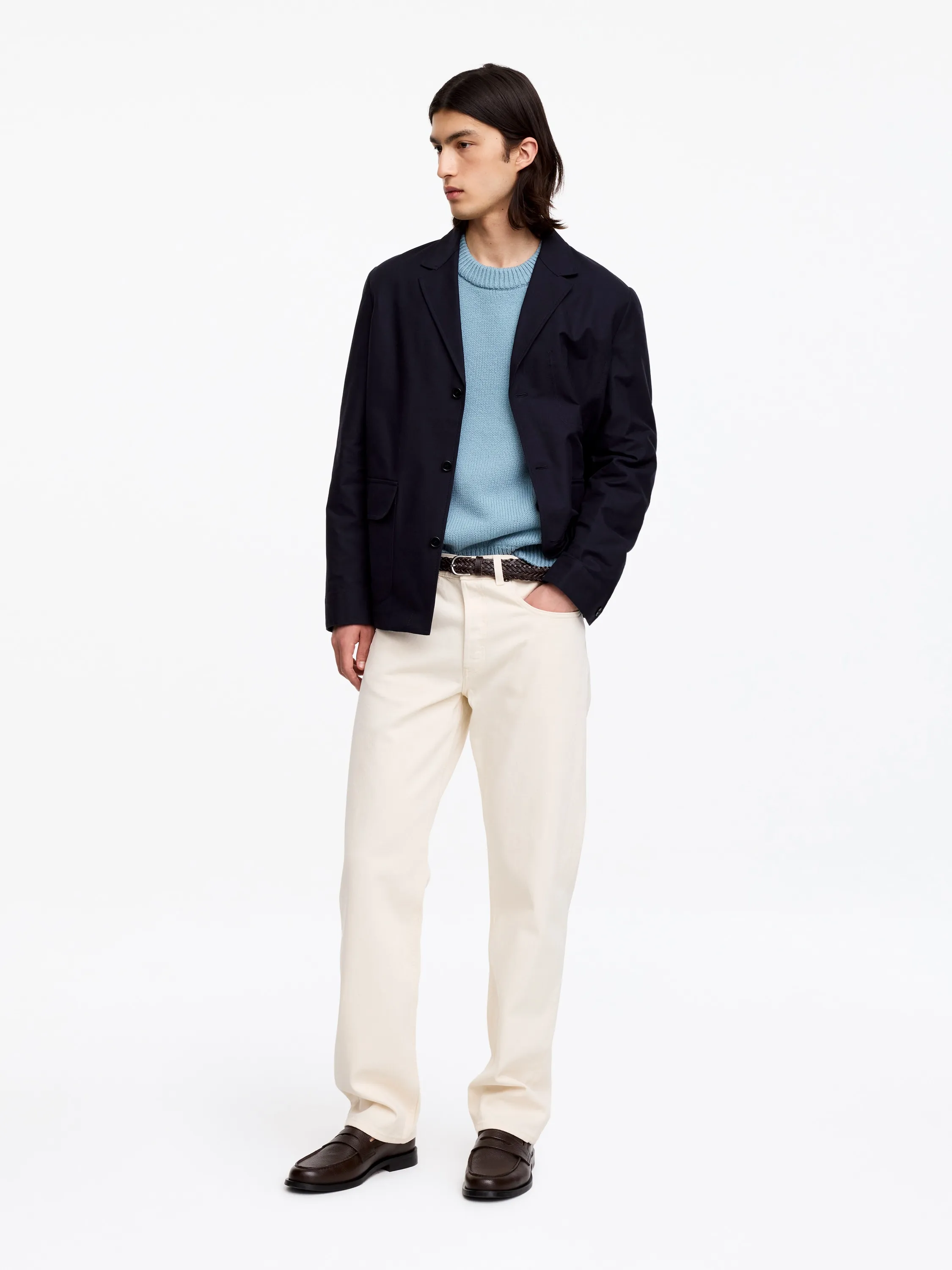 Pull en maille de laine épaisse - Bleu