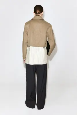 VESTE OVERSIZE COURTE EN LAINE DOUBLE FACE - SABLE — photo 5