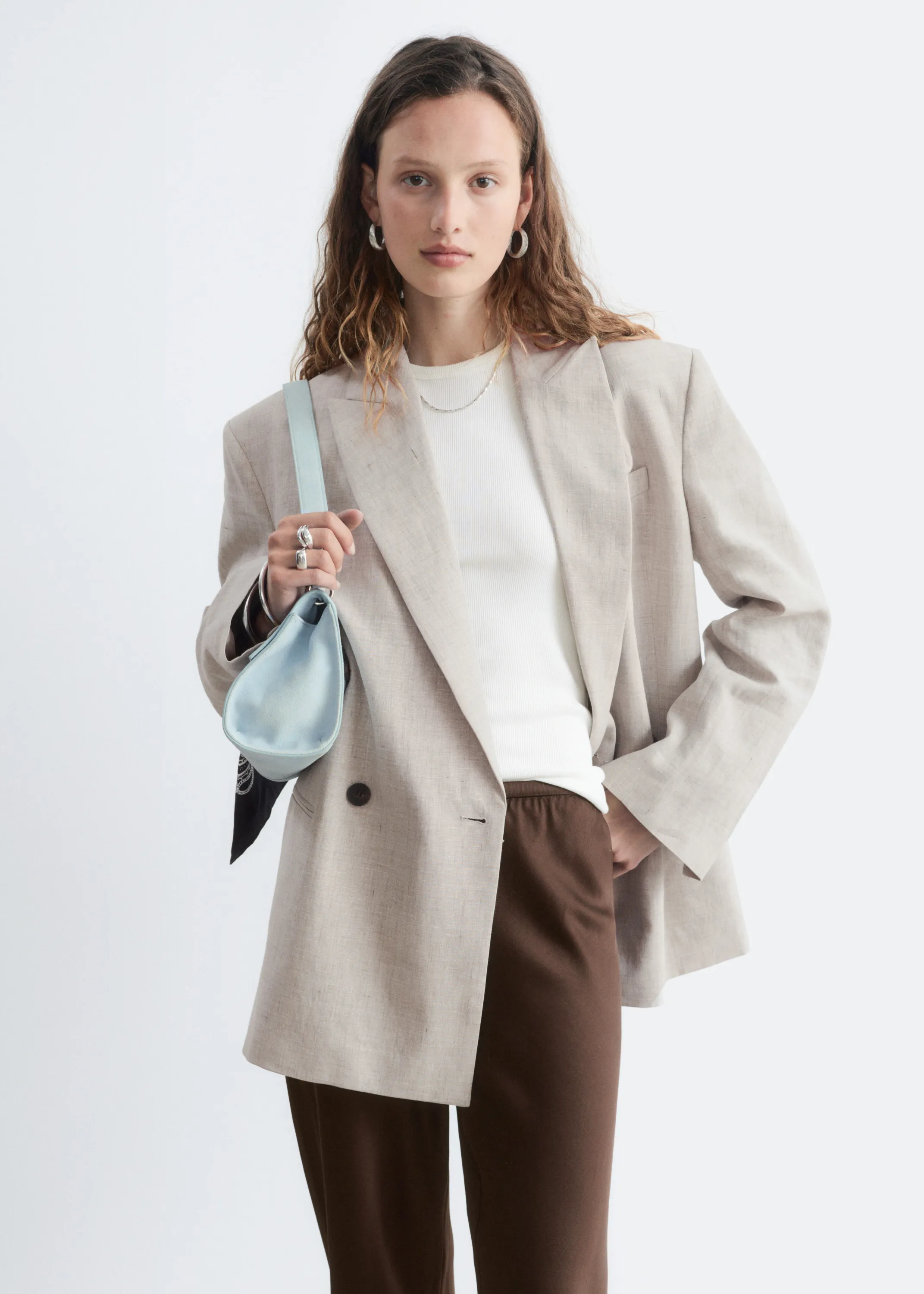Blazer décontracté en lin et coton - Beige clair