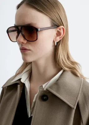 Lunettes de soleil oversize de style aviateur - Marron foncé — photo 1