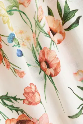 Robe avec détail à nouer - Crème/fleuri — photo 4