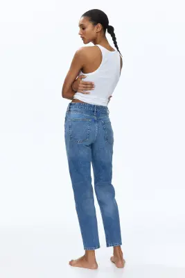 Mom High Waist Ankle Jeans - Bleu denim — photo 2