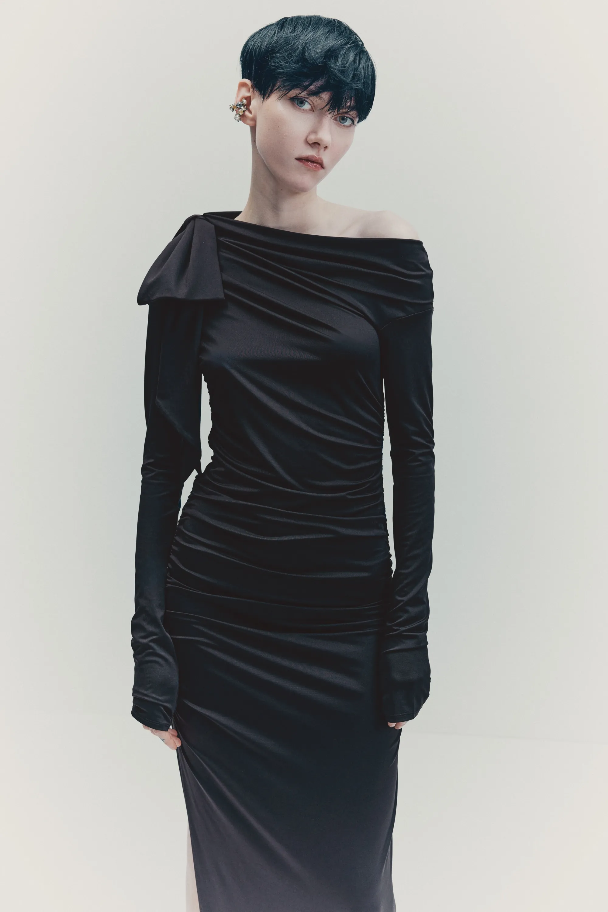 Robe moulante avec nœud - Marron foncé