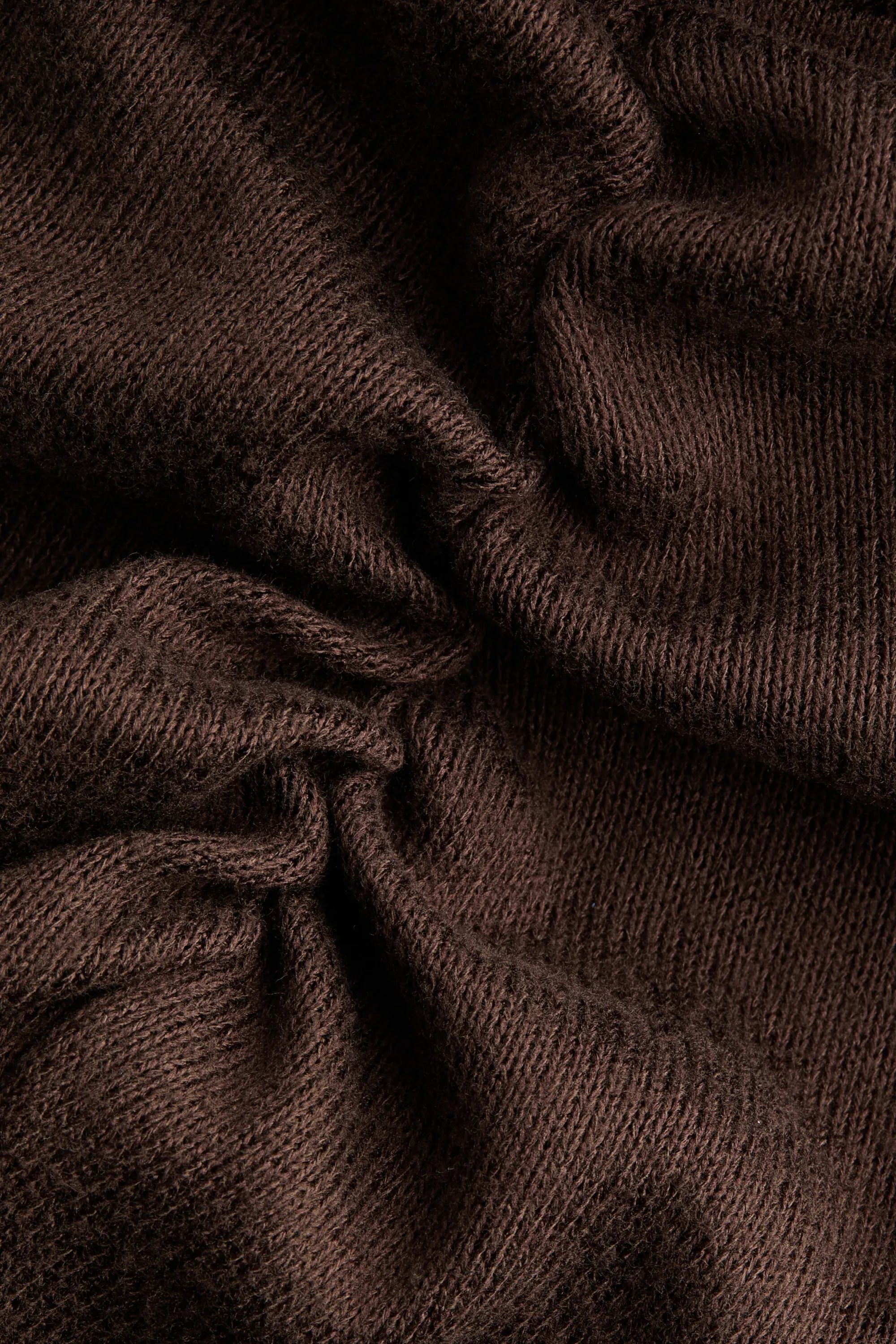 Robe en maille avec manches papillon - Marron foncé