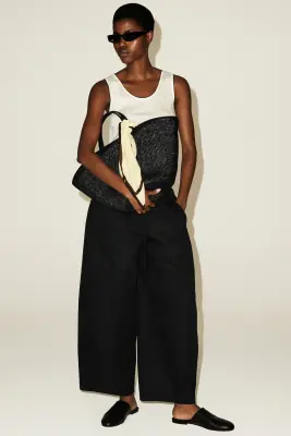 PANTALON BARREL TAILLE ÉLASTIQUÉE - NOIR — photo 3