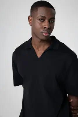 Polo Noir Manches Courtes en Coton Supima — photo 5
