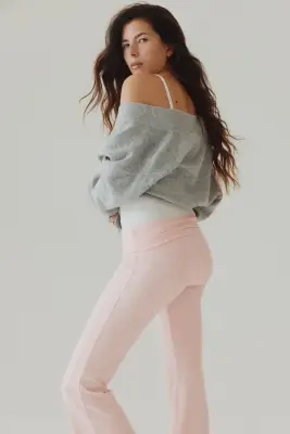 Pantalon évasé en jersey brossé - Rose clair — photo 2