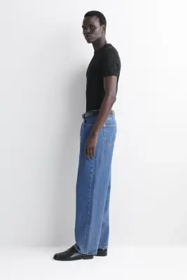T-SHIRT SLIM EN COTON CÔTELÉ - NOIR — photo 1