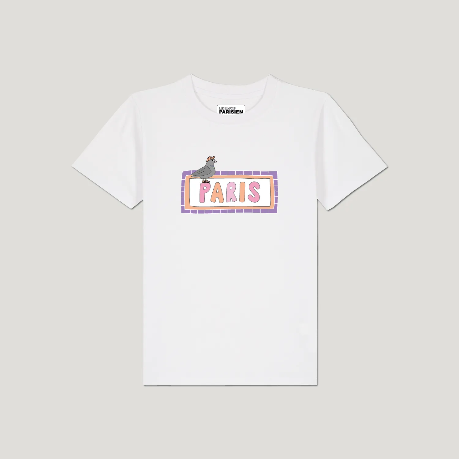 T-SHIRT ENFANT COTON BIO – PARIS - PIGEON - BLANC