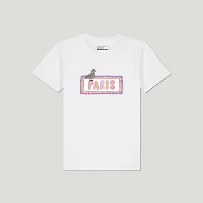 T-SHIRT ENFANT COTON BIO – PARIS - PIGEON - BLANC