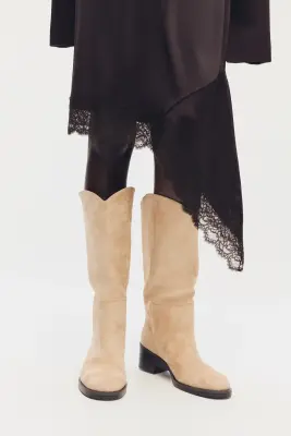 Bottes de hauteur genou - Beige — photo 1