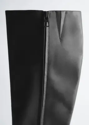 Bottes hauteur genou en cuir - Noir — photo 4