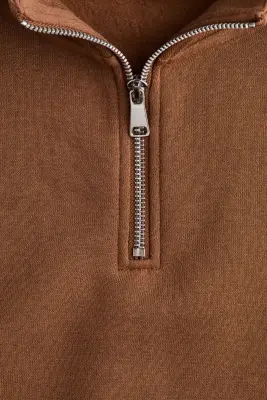Sweat à col zippé - Marron — photo 4