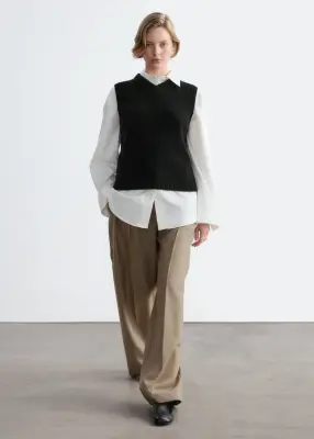 Débardeur en maille de laine et de coton - Noir — photo 3