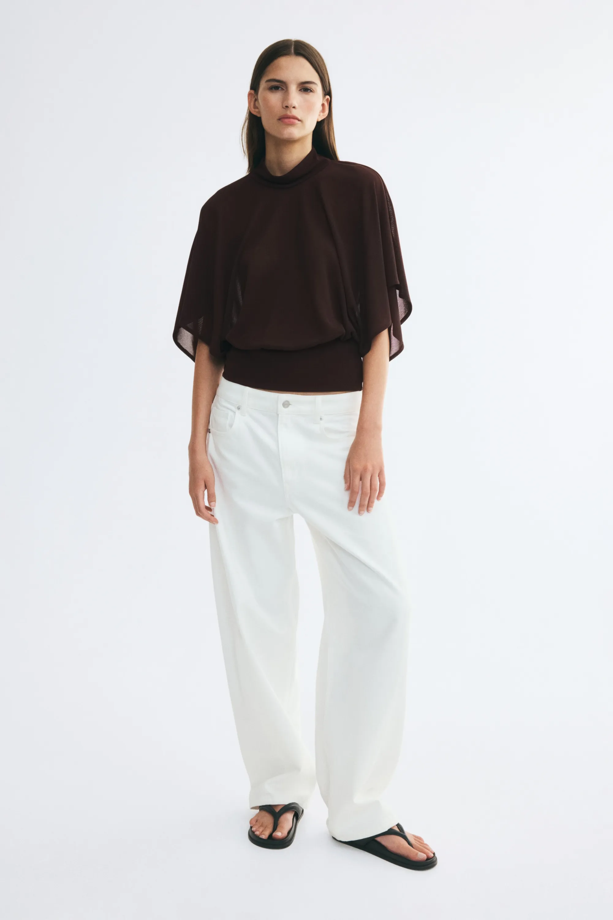 Top à effet drapé avec dos bénitier - Marron foncé