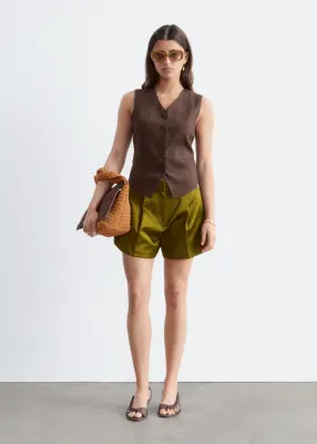Gilet en lin - Marron foncé — photo 2