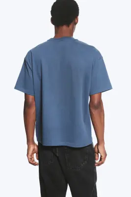 T-SHIRT COUPE AMPLE - Bleu cendré moyen — photo 2