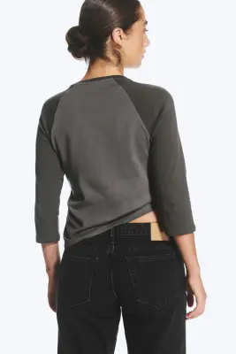 Top raglan à manches trois-quarts - Taupe foncé — photo 3